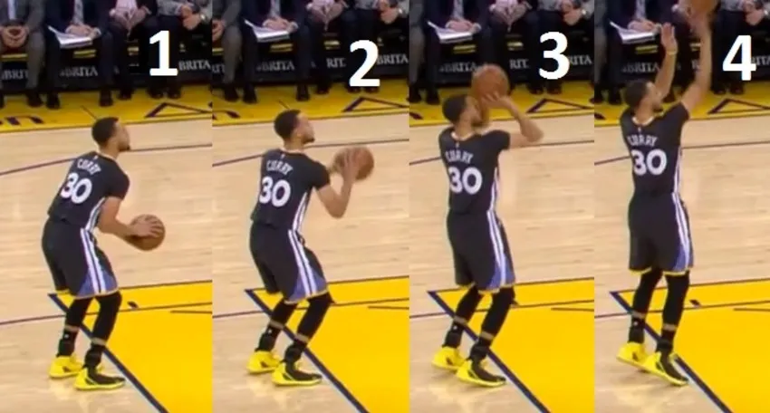 Kỹ thuật ném bóng một tay trên vai, một động tác ghi điểm quan trọng sau khi nhận được đường chuyền chính xác.