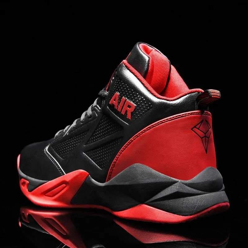 Giày bóng rổ trắng đỏ với thiết kế mạnh mẽ, mang đến phong cách thời trang năng động