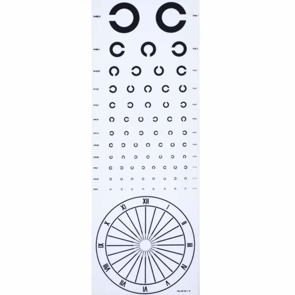 Bảng đo thị lực Landolt, một phương pháp kiểm tra thị lực toàn diện, trước khi xác định mắt bị bóng bàn tay