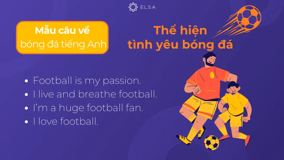 Mẫu câu tiếng Anh thể hiện niềm đam mê chơi bóng đá