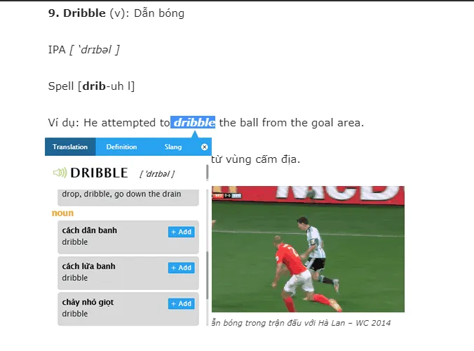 Học và tra cứu từ vựng tiếng Anh bóng đá giúp hiểu rõ hơn về pts