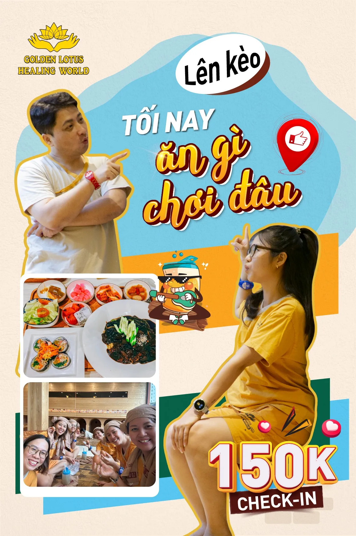 Khu vực sảnh đón khách sang trọng tại Golden Lotus, điểm đến hoàn hảo khi lên kèo là agif thư giãn.