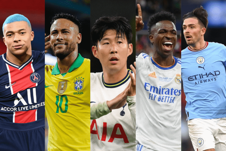 Hình ảnh minh họa các cầu thủ LW xuất sắc nhất thế giới hiện nay, điển hình cho vị trí tiền đạo cánh trái trong bóng đá.