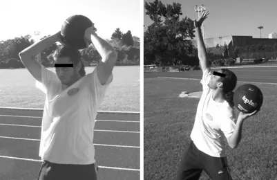 Hình ảnh bài tập ném bóng y tế chuyên biệt trong thể thao.