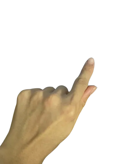 Hướng ngón trỏ về phía trước báo hiệu giao bóng xoáy xuống trong bóng bàn đôi