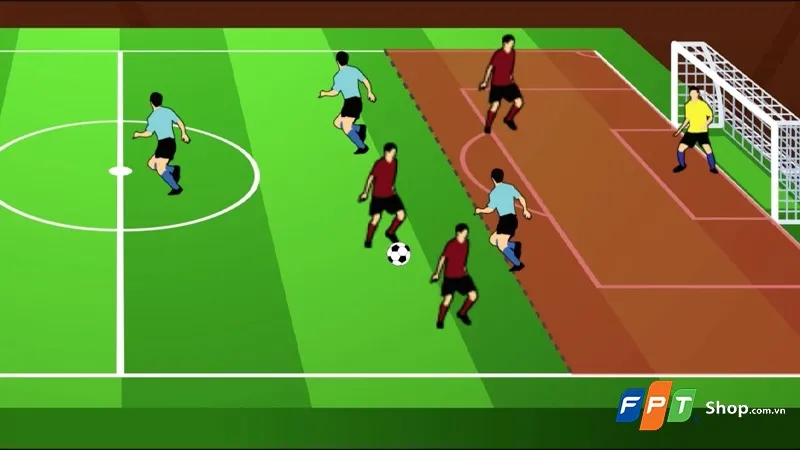 Minh họa vị trí cầu thủ việt vị và hậu vệ cuối cùng, giúp hiểu luật việt vị trong bóng đá được giải thích chi tiết và dễ hiểu